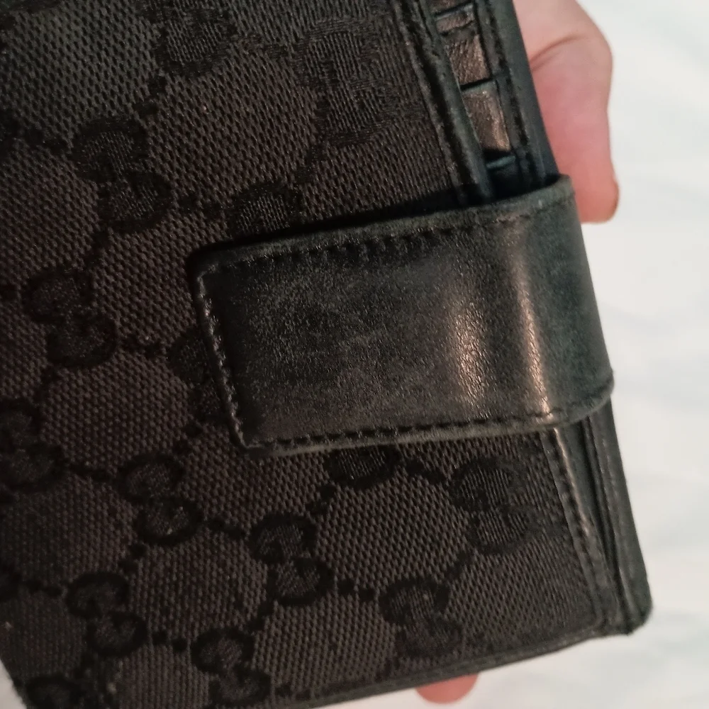 GUCCI W Hook Wallet GG Canvas Canvas x Leather Authentic